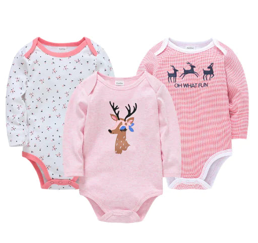 3-Delige Baby Romper Set – Lange Mouwen Bodysuit van Zacht Katoen | Comfortabel & Huidvriendelijk (1 Stuk)
