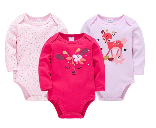 3-Delige Baby Romper Set – Lange Mouwen Bodysuit van Zacht Katoen | Comfortabel & Huidvriendelijk (1 Stuk)