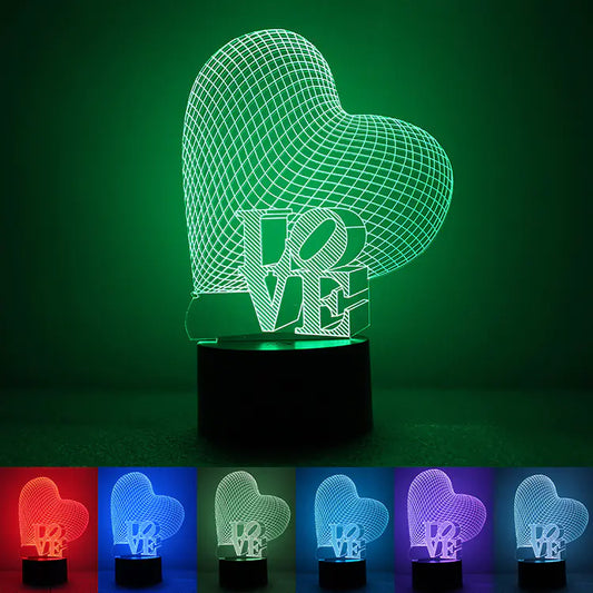 3D Hart Nachtlamp – Touch & Color LED Lamp voor Slaapkamer of Bureau